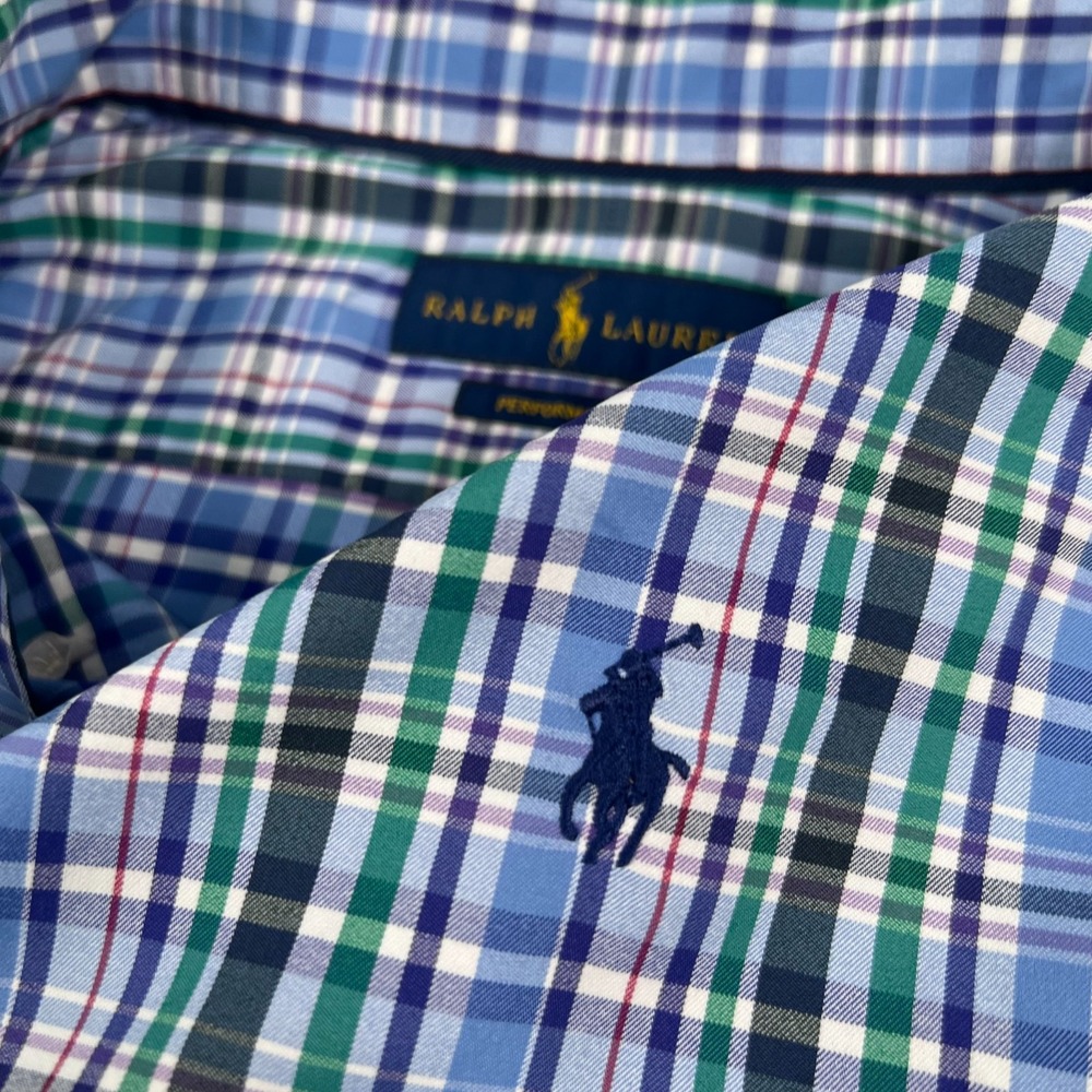 Ralph Lauren Shirt Men's 3XB Performance Stretch Long Sleeve Button Front Plaid